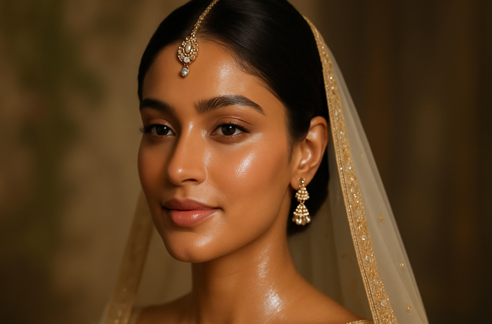 Glass skin glow bridal makeup trend