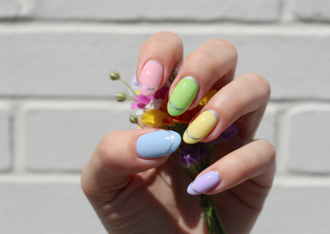 Abstract swirl and negative space nail trend